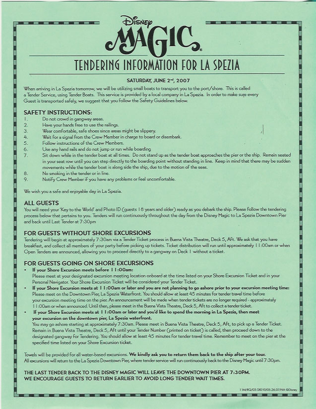 Tender info LaSpezia