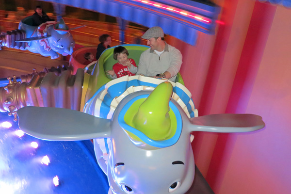 Corey Martin and Ferris Martin on Dumbo at Disney World
