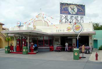 Disney-MGM Studios Shopping Oscar's Classic Car Souvenirs - Small souvenir shop featuring NASCAR items. Locker rentals are also located here.