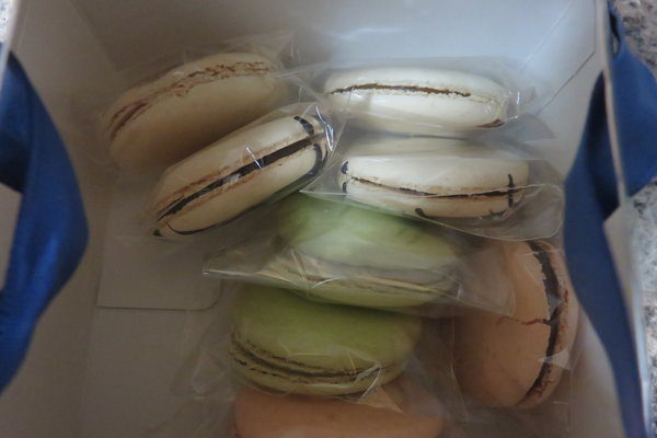 Individually wrapped macarons from Kayla's Cakes.