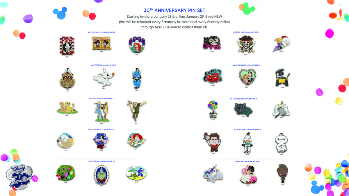 30thPins-1200x676 – WDWINFO.COM Disney Store celebrates 30th Anniversary with exclusive pin set 30thPins-1200x676 30thPins-1200x676