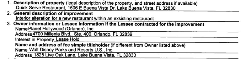 PHO-Permit – WDWINFO.COM Permits Filed for Quick Service Addition at Planet Hollywood Observatory PHO-Permit PHO-Permit
