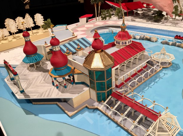 Model of the revamped Lamplight Lounge by Walt Disney Imagineering, part of the upcoming changes to the new Pixar Pier development at Disney California Adventure in Anaheim, as of March 8, 2018. The pier is still under construction. This two-story family lounge will replace the shuttered Cove Bar and Ariel's Grotto. Photo by Marla Jo Fisher, the Orange County Register, at Walt Disney Imagineering in Glendale, CA.
