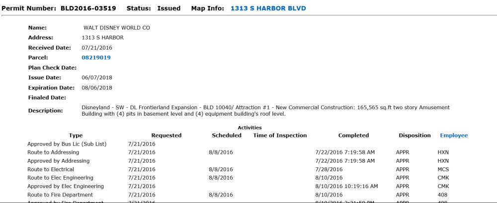 Permit06111803 – WDWINFO.COM New Permits Filed With the City of Anaheim Show Size and Value of Star Wars: Galaxy’s Edge Permit06111803 Permit06111803