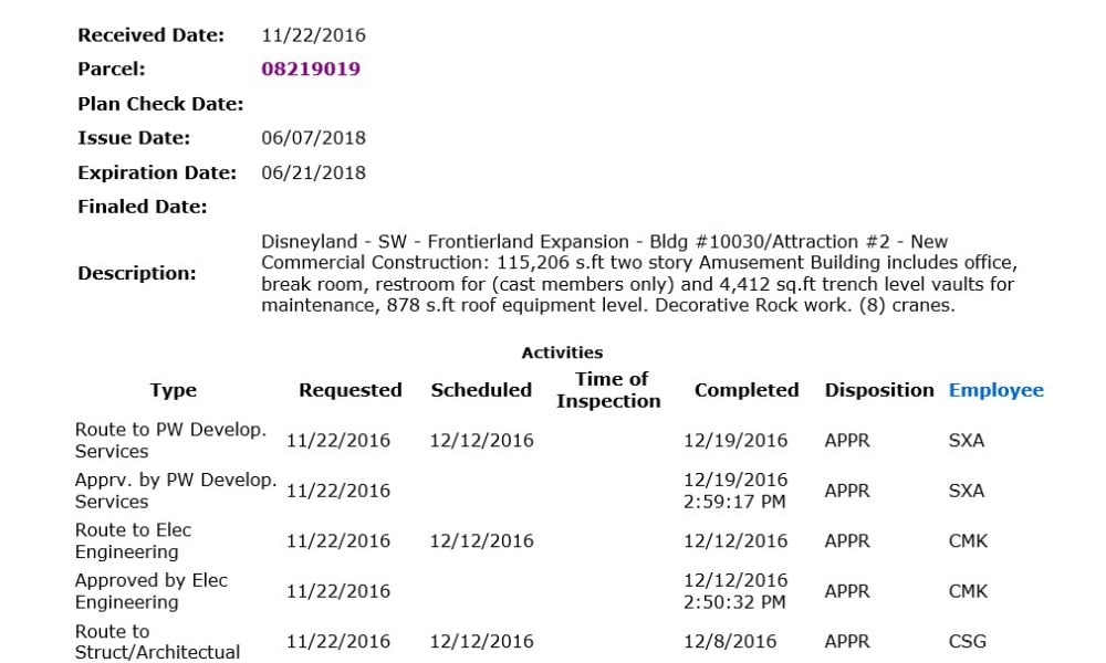 Permit06111804 – WDWINFO.COM New Permits Filed With the City of Anaheim Show Size and Value of Star Wars: Galaxy’s Edge Permit06111804 Permit06111804