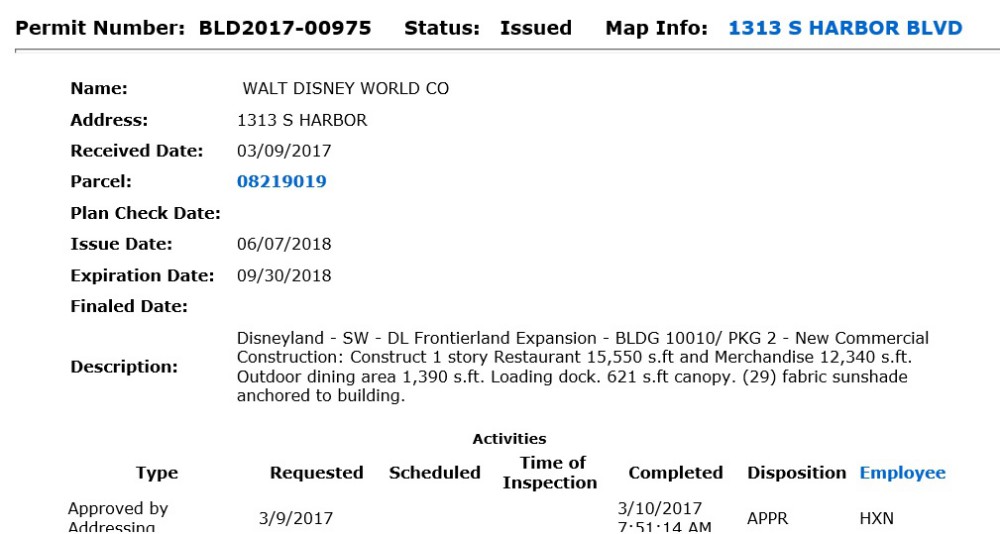 Permit06111805 – WDWINFO.COM New Permits Filed With the City of Anaheim Show Size and Value of Star Wars: Galaxy’s Edge Permit06111805 Permit06111805