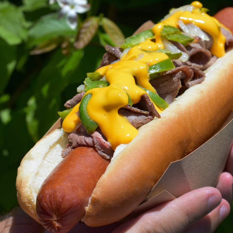 Philly Cheese Hot Dog Caseys – WDWINFO.COM Walt Disney World Best Bites for June 2018 Philly Cheese Hot Dog Caseys Philly Cheese Hot Dog Caseys