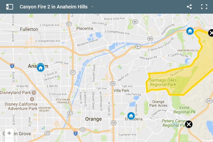 Brush Fire Causing Smoky Skies and Falling Ash at the Disneyland Resort Canyon2Fire Canyon2Fire