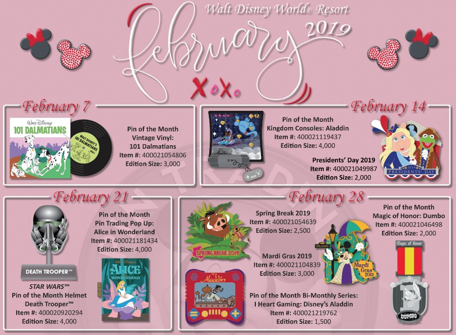 Walt Disney World Pin Release for February 2019 feb-2019-pin-release-top-half feb-2019-pin-release-top-half
