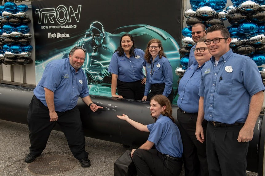 TronSteel03 – WDWINFO.COM Cast Members Sign Steel on TRON Attraction Construction The DIS TronSteel03