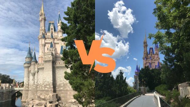 Cinderella Castle at Magic Kingdom: Blue vs. Pink pink-blue-castle-wdw