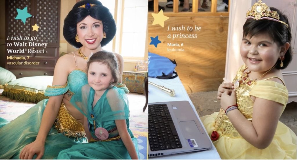 Make a wish Princesses pose in their jasmine and belle outfits