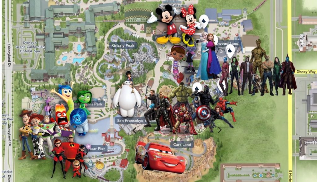 Character Meet & Greet Guide to Disney California Adventure California-Adventure-Map-Character-wdwinfo.com-Large
