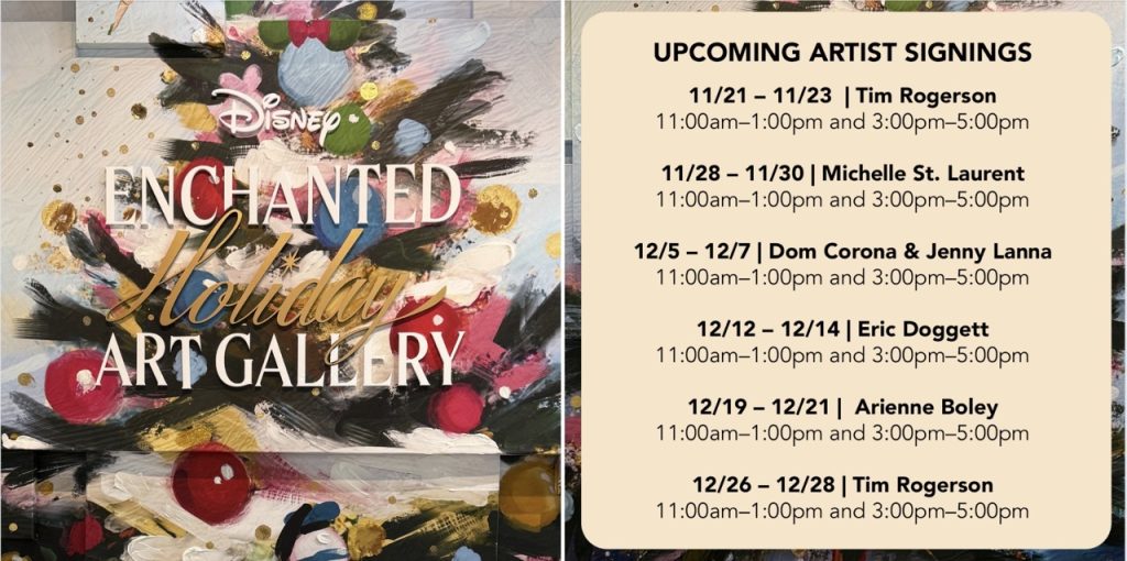 Holiday Artist Lineup Large ā WDWINFO.COM Artist Showcases at New Disney Enchanted Holiday Art Gallery Holiday Artist Lineup Large