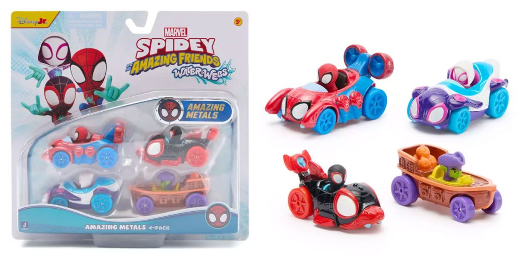 spidey-cars-four-pack โ WDWINFO.COM New Disney Merch: Girls Crew, Festival of the Arts, Fuzzy Journals & More spidey-cars-four-pack