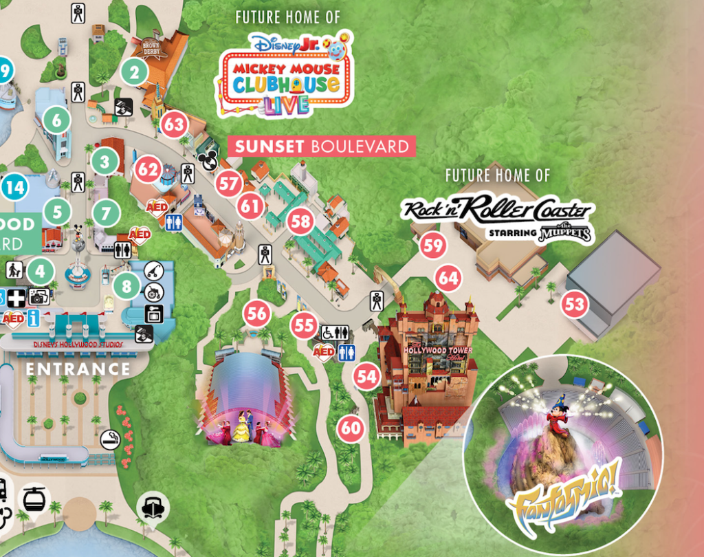 DHS Map_sunset – WDWINFO.COM Rock ‘n’ Roller Coaster Now Closed; New Disney’s Hollywood Studios Map DHS Map_sunset