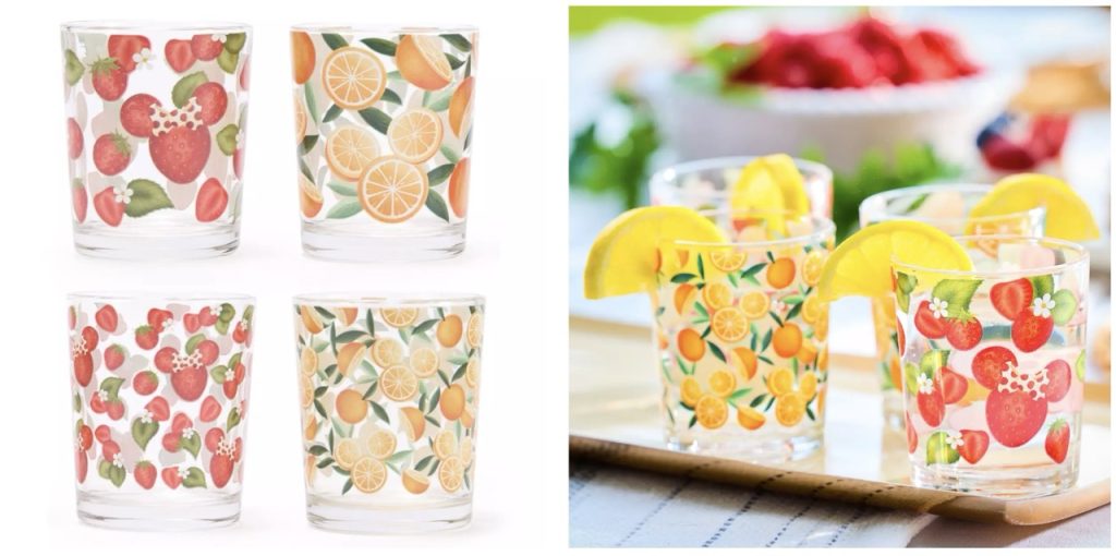 Glasses Large – WDWINFO.COM New Disney Merch: Mickey & Friends Fruit Stand Collection Glasses Large