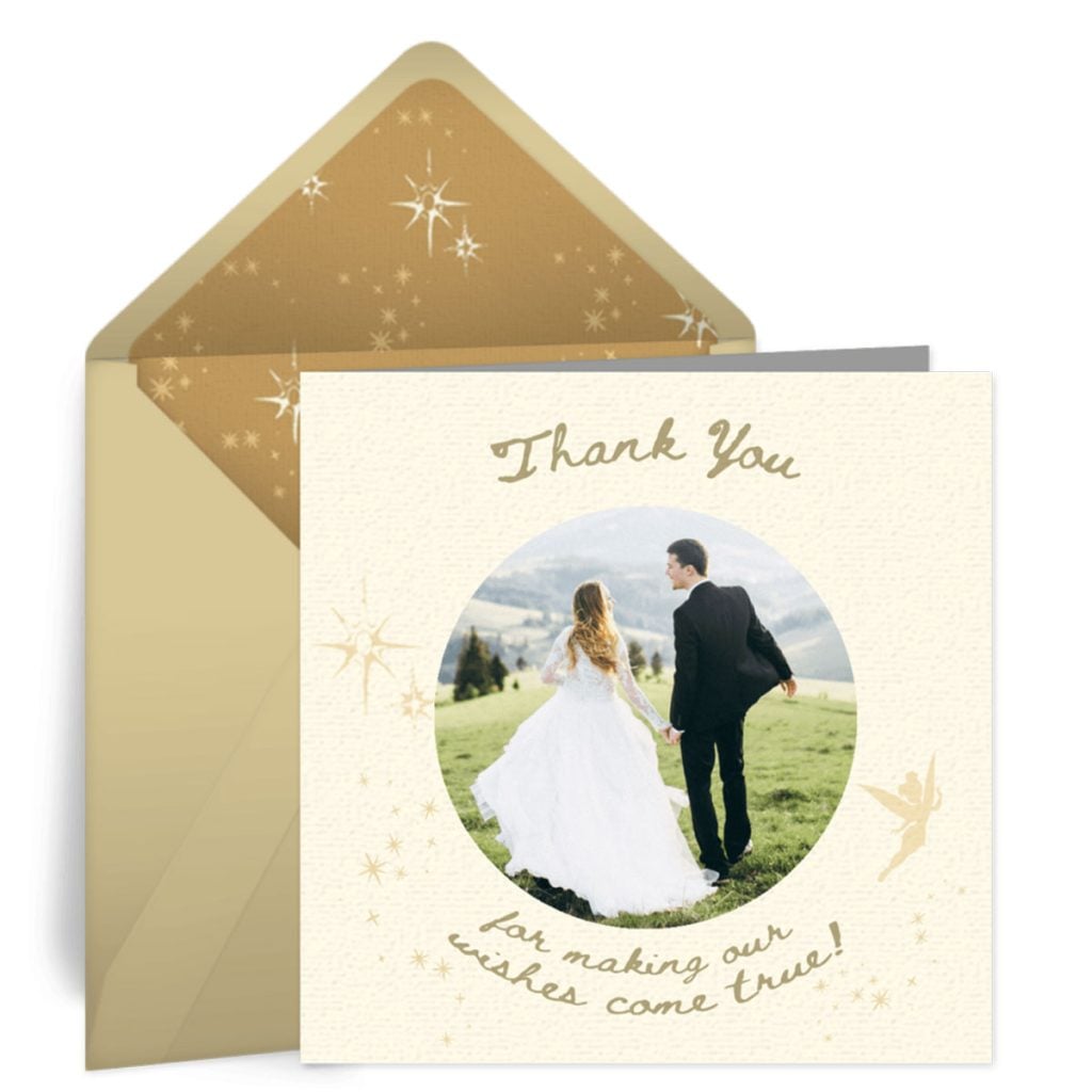 How to Plan a Disney-Themed Wedding Without It Feeling Over the Top (+ K Giveaway) lovebird-tinker-bell-thank-you  