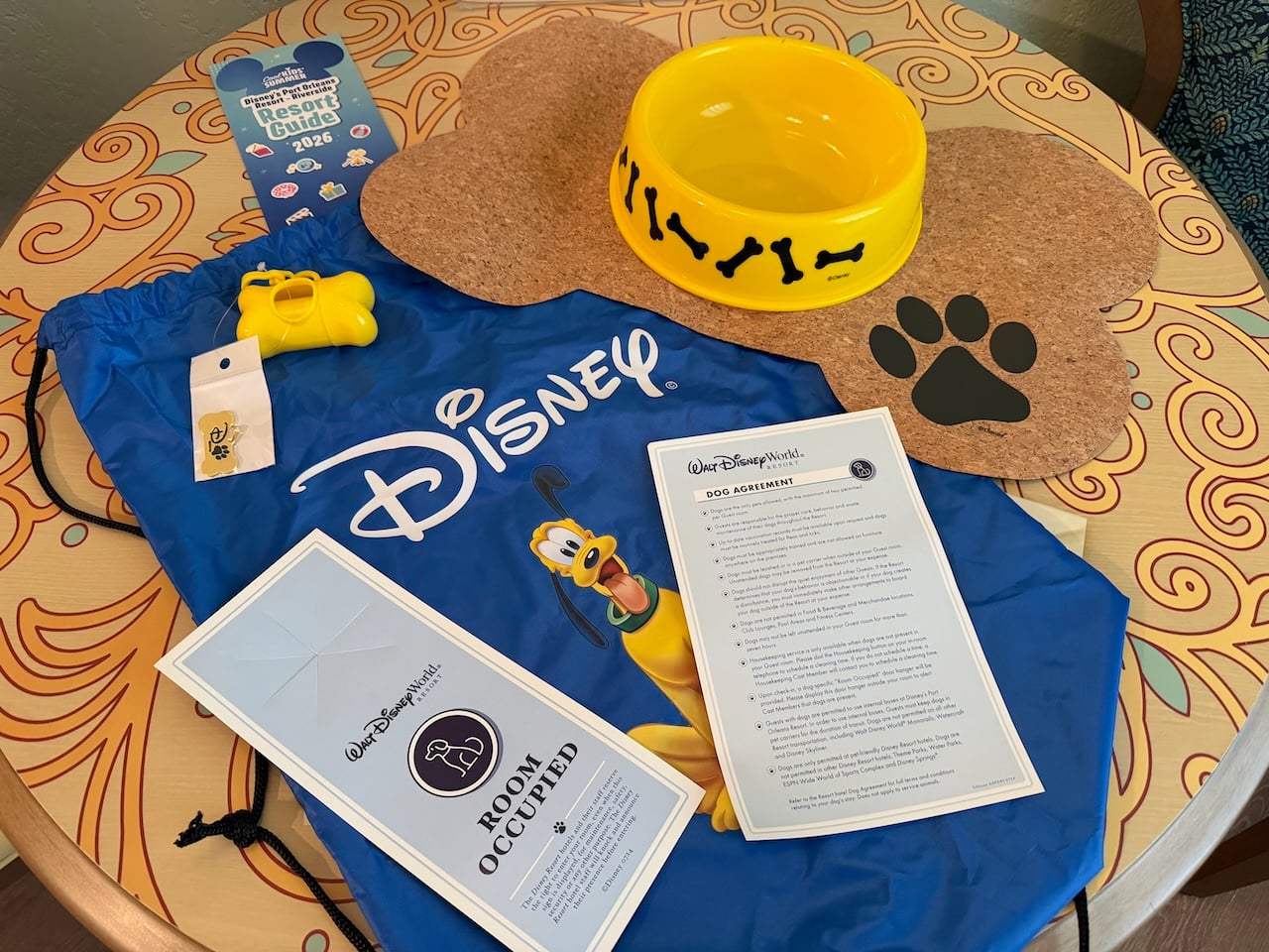 Pluto's Welcome Kit for dog-friendly Disney Resort hotel rooms