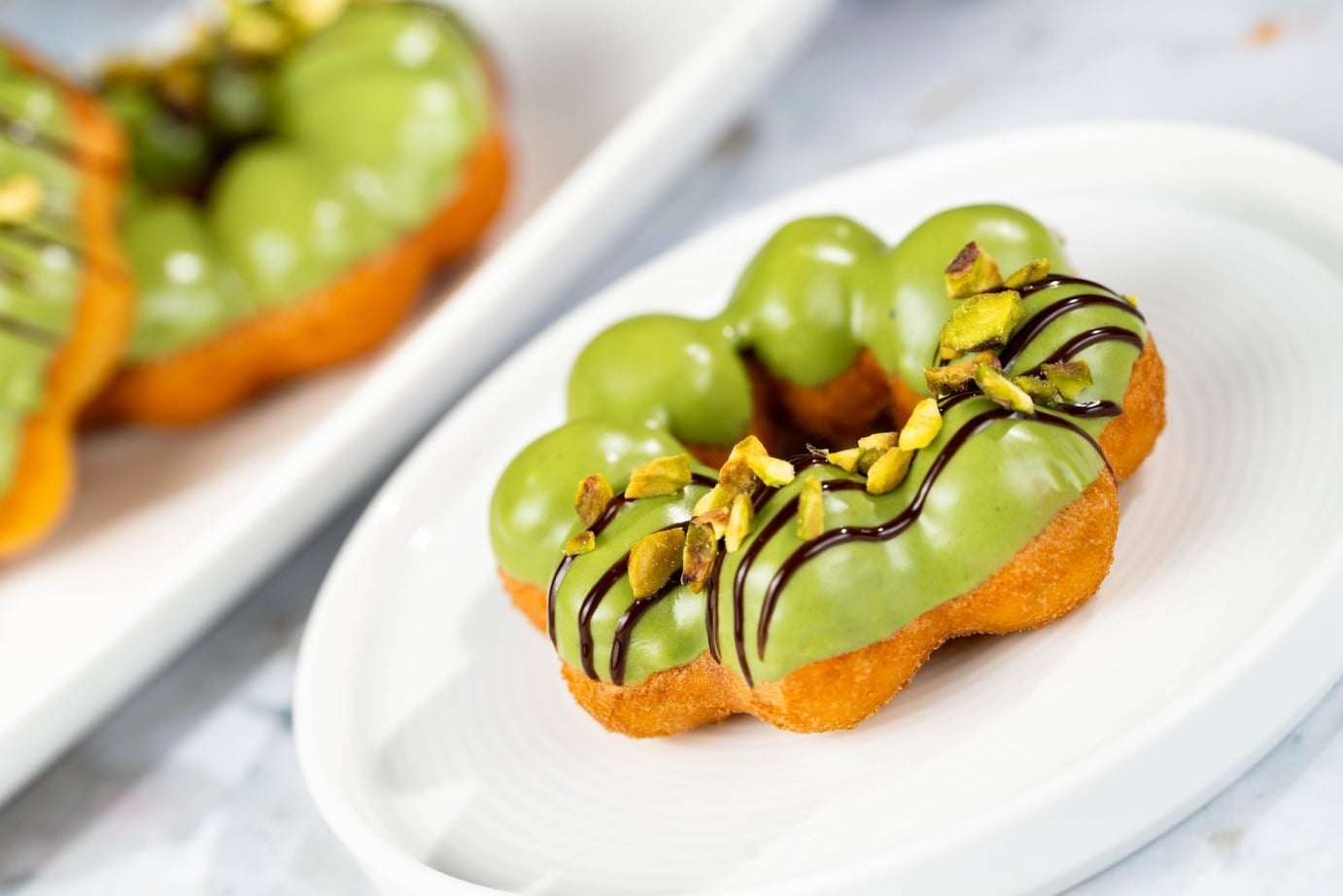 Pistachio-Chocolate Mochi Doughnut at Connections Cafe