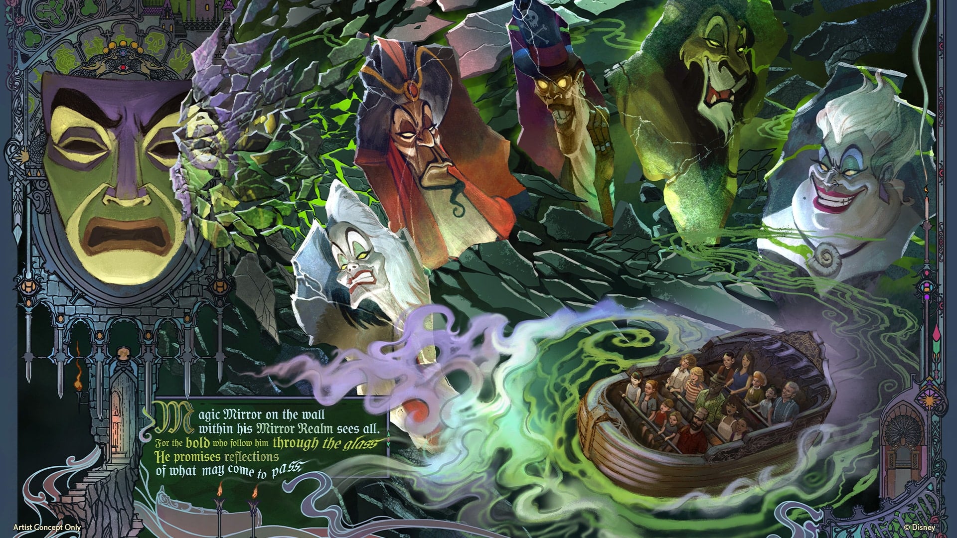 Villains Land: Welcome Back, Snow White’s Scary Adventures? concept-art--magic mirror dark ride-villains-land-magic-kingdom-disney-world-3