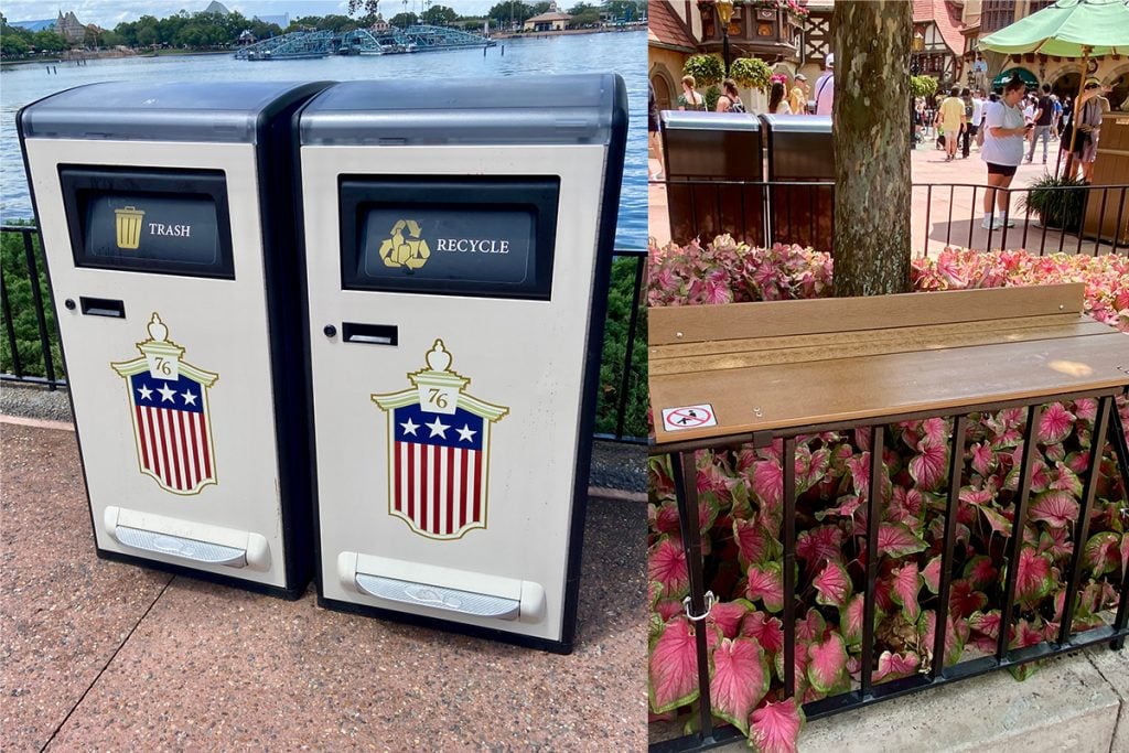 EPCOT Has a New Solution to Its Trash Can Table Problem epcot-tables-trash-cans---header