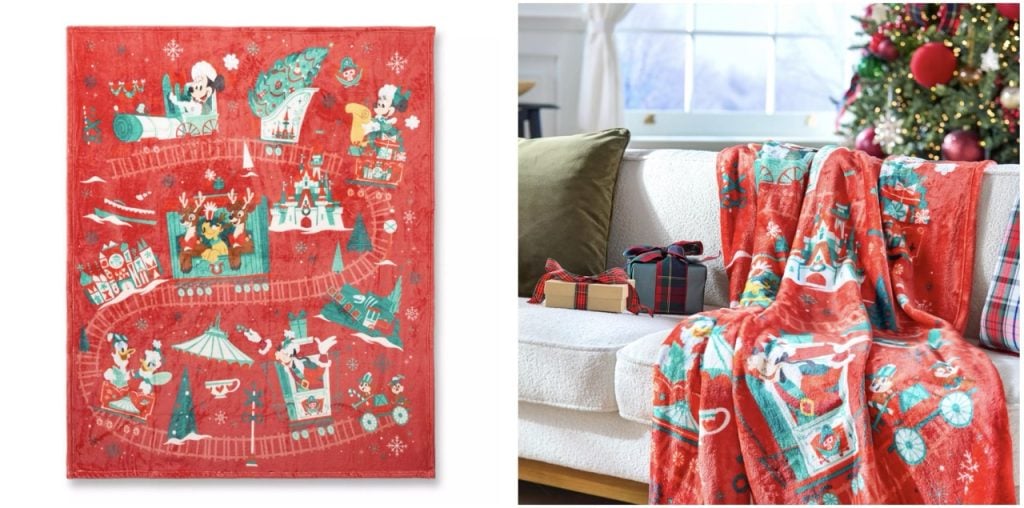 Disney Holiday Blanket Large | WDWINFO.COM New Disney Merch: The Holidays, Matching PJ Drop! Disney Holiday Blanket Large