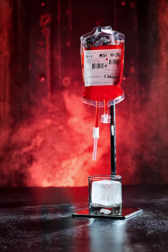 Edison_Halloween_BloodBag_Heronobag | WDWINFO.COM 3 New Limited-Time Cocktails on the Menu in Disney Springs Edison_Halloween_BloodBag_Heronobag
