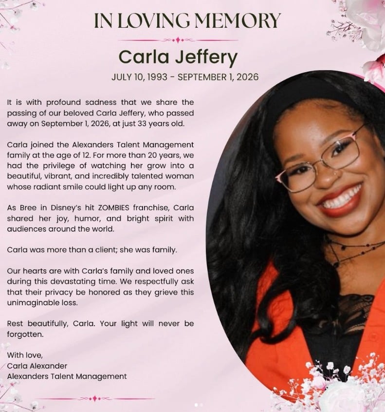 HRPY6ZGWcAQMS7I | WDWINFO.COM Disney ‘ZOMBIES’ Actress Carla Jeffery Dies at 33 HRPY6ZGWcAQMS7I