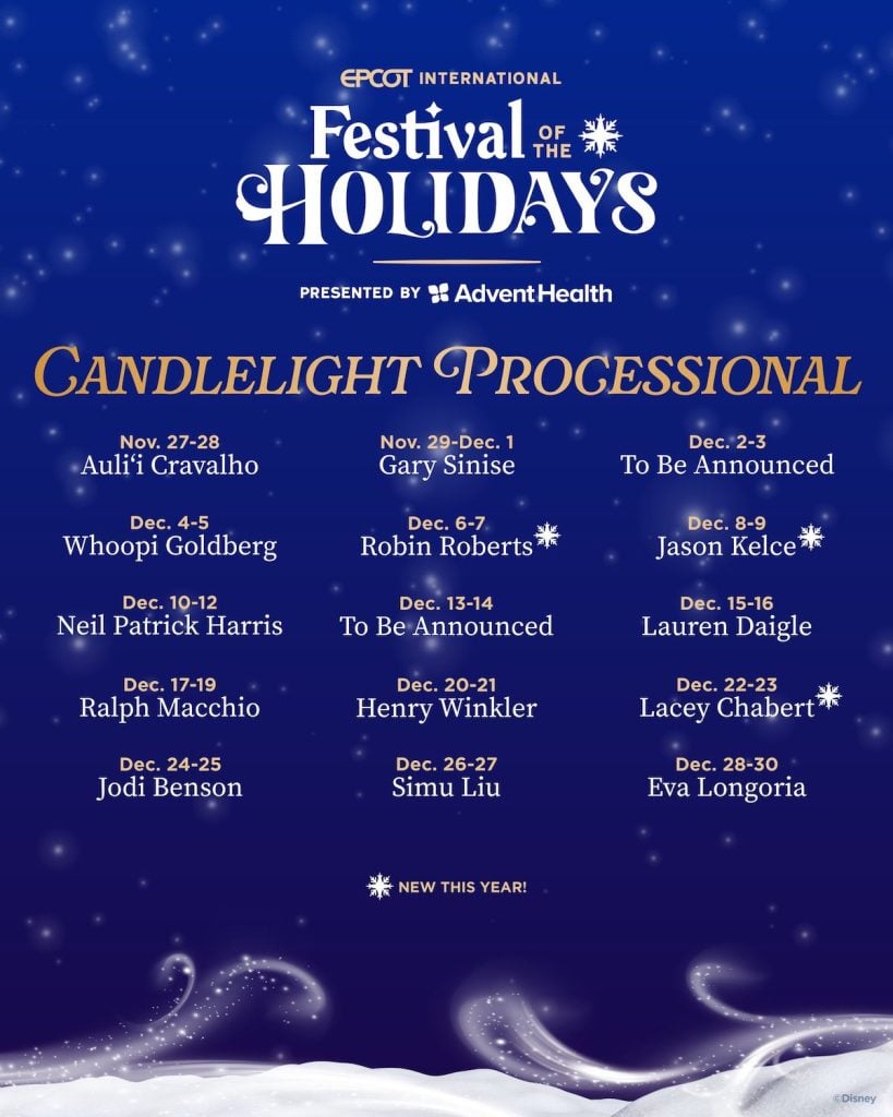 candlelight processional 2026 | WDWINFO.COM NEW Candlelight Processional Narrators Announced for EPCOT’s 2026 Holiday Season candlelight processional 2026