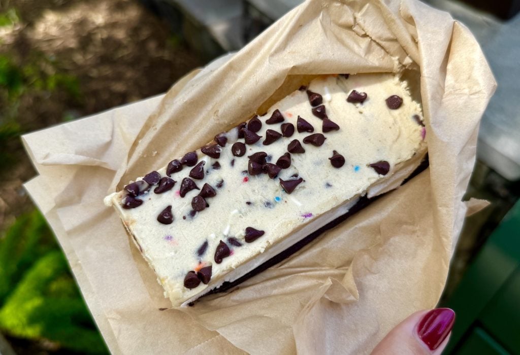 cookie dough ice cream sandwhich-DAK-chloe 2 | WDWINFO.COM Chloe’s Pooh Corner: The BEST Sweet Treat at Disney’s Animal Kingdom cookie dough ice cream sandwhich-DAK-chloe 2