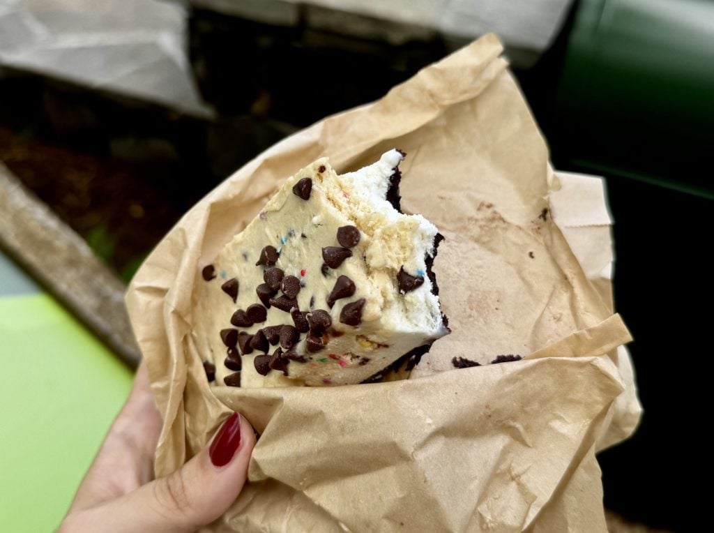 cookie dough ice cream sandwhich-DAK-chloe 5 | WDWINFO.COM Chloe’s Pooh Corner: The BEST Sweet Treat at Disney’s Animal Kingdom cookie dough ice cream sandwhich-DAK-chloe 5