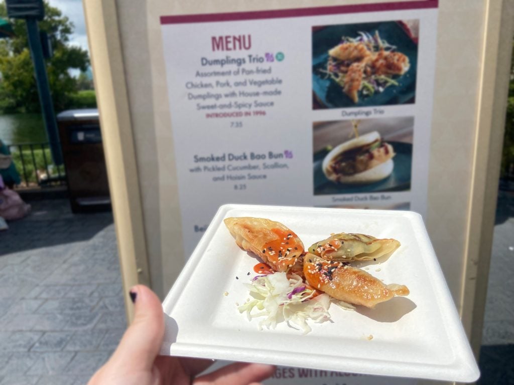 dumplings trio | WDWINFO.COM The Best and Worst at Food and Wine Festival 2026 dumplings trio