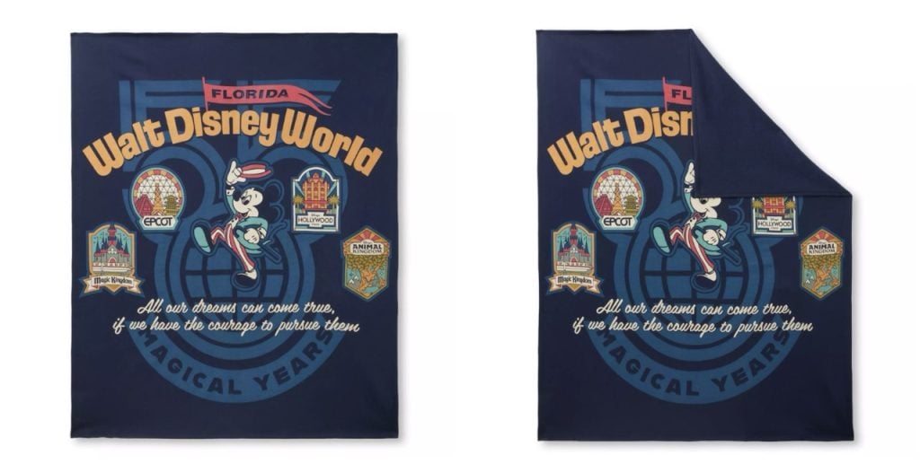 Disney World 55th Merch Blanket Large | WDWINFO.COM Walt Disney World’s 55th Anniversary Collection Available Now! Disney World 55th Merch Blanket Large