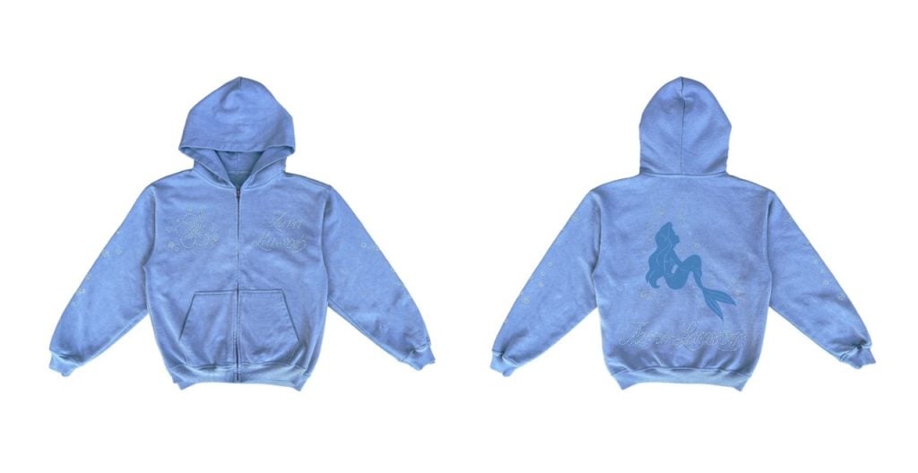 Zara Larsson x The Little Mermaid Disney Light Blue Hoodie Large | WDWINFO.COM New Zara Larsson x The Little Mermaid Merch Collection Zara Larsson x The Little Mermaid Disney Light Blue Hoodie Large