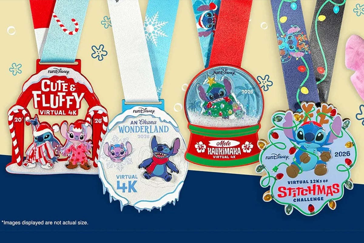 FIRST LOOK at the 2026 runDisney 12Ks of Stitchmas Medals! rundisney-12ks-christmas-2026-medal-reveal-header